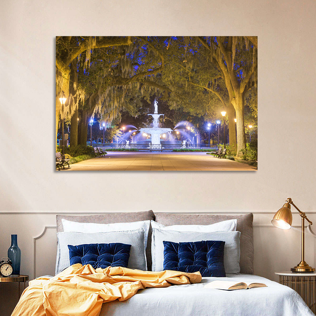 Forsyth Park Fountain at Night Wall Art