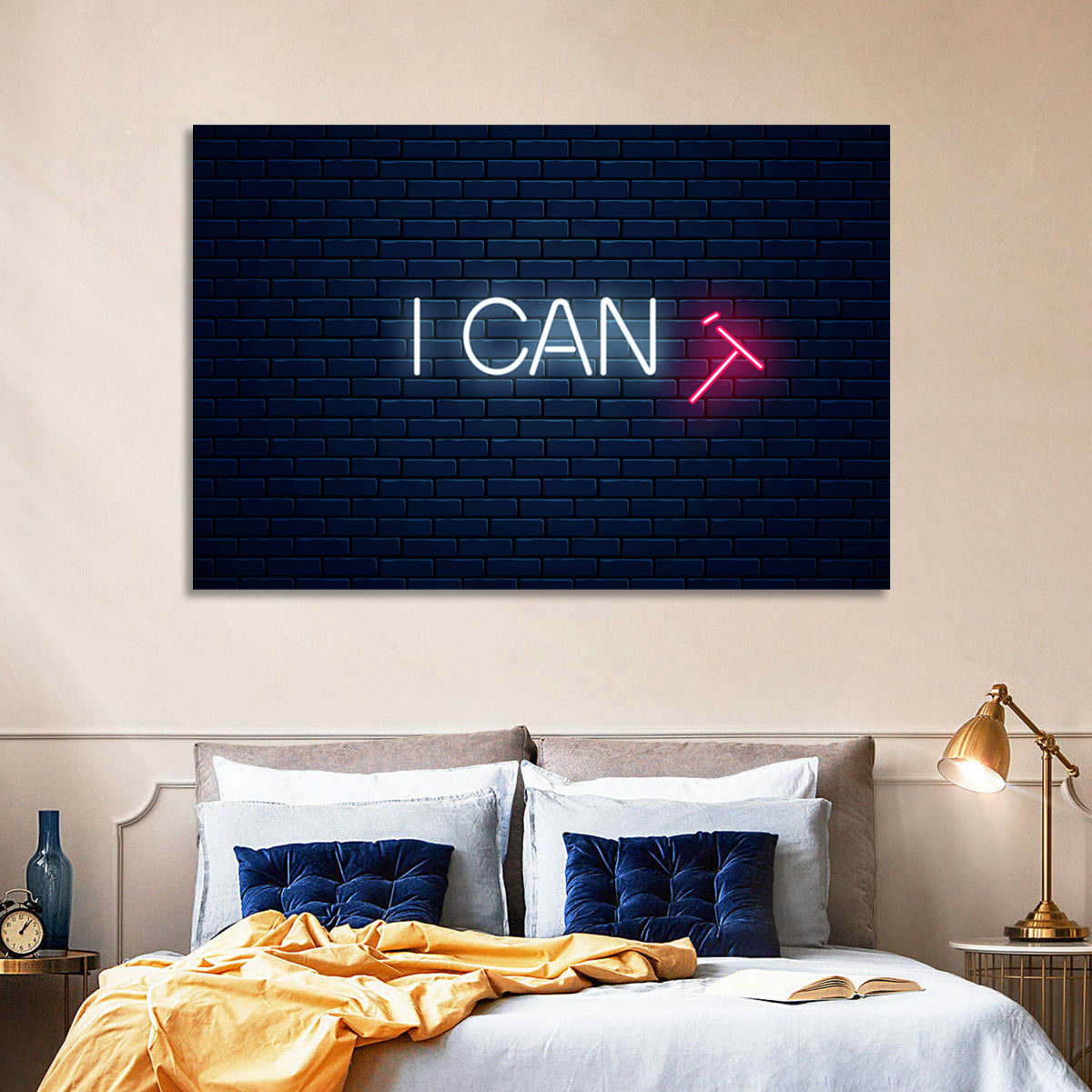 I Can Neon Sign Wall Art in a room, landscape