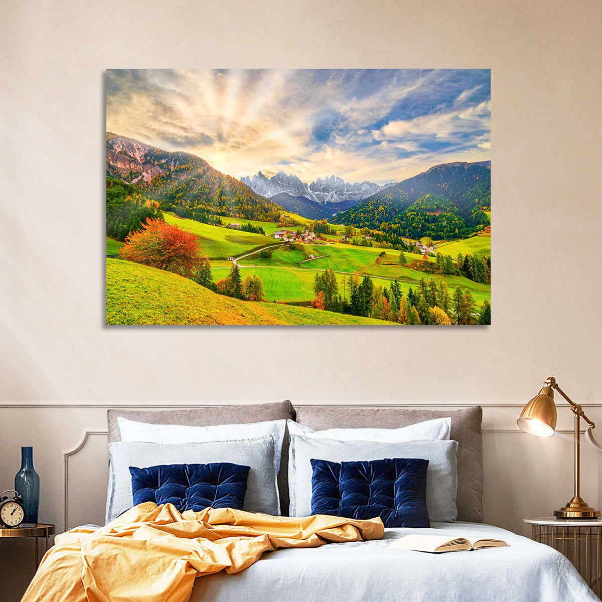 Santa Magdalena Valley at Golden Hour Wall Art in a room, landscape