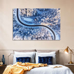 Snowy Forest Road at Golden Hour Wall Art