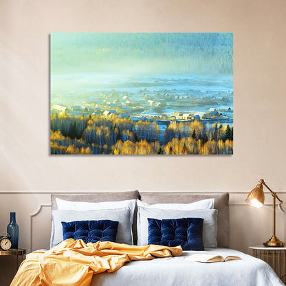 Misty Xinjiang Village Wall Art