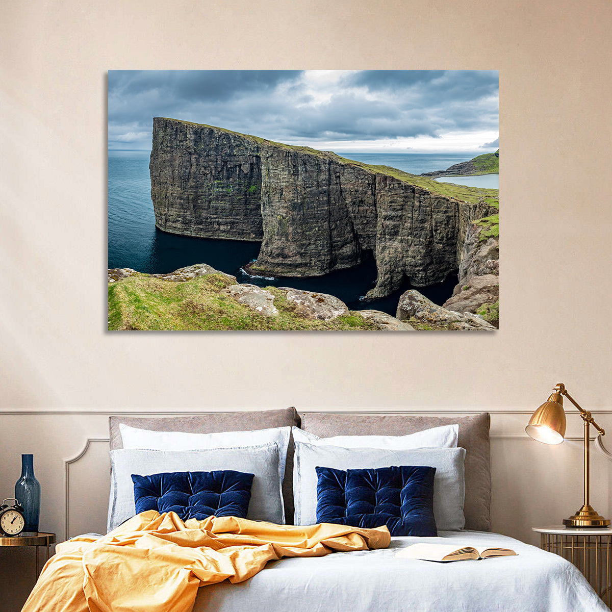 Trælanípa Cliff, Faroe Islands Wall Art in a room, landscape