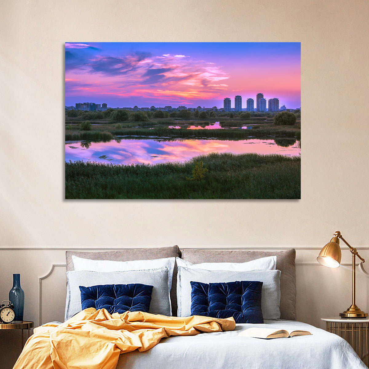 Vacaresti Park Sunset Reflection Wall Art