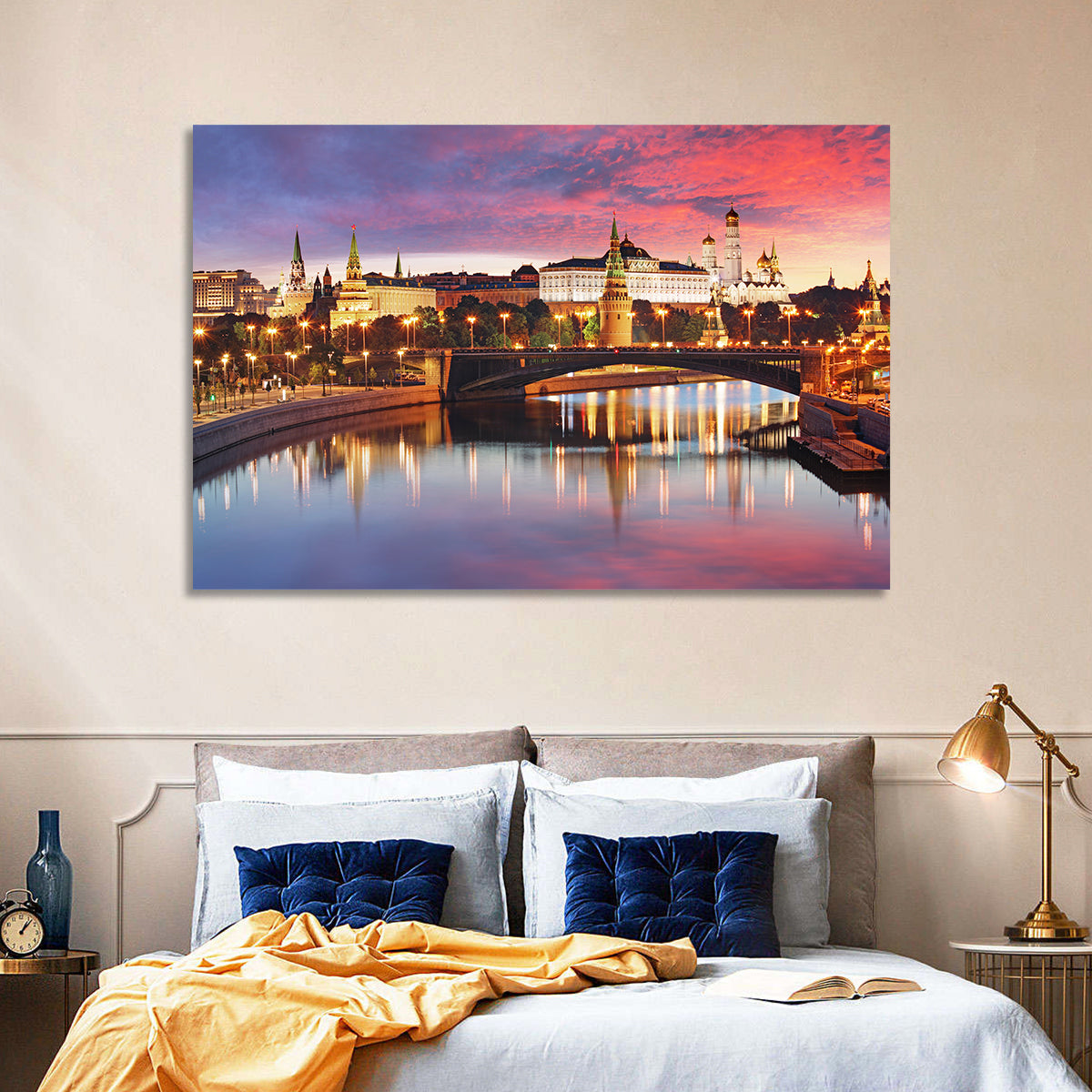 Moscow Kremlin Skyline at Twilight Wall Art