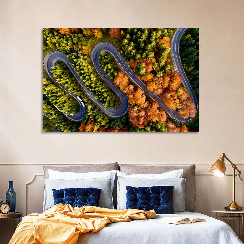 Autumn Aerial Mountain Road Wall Art