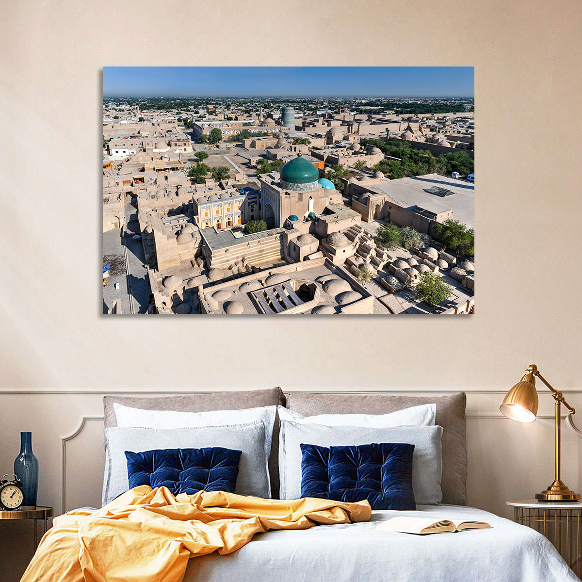 Khiva Green Dome Madrassa Wall Art in a room, landscape