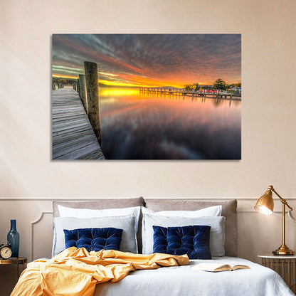 Meredith Bay Pier at Sunrise Wall Art