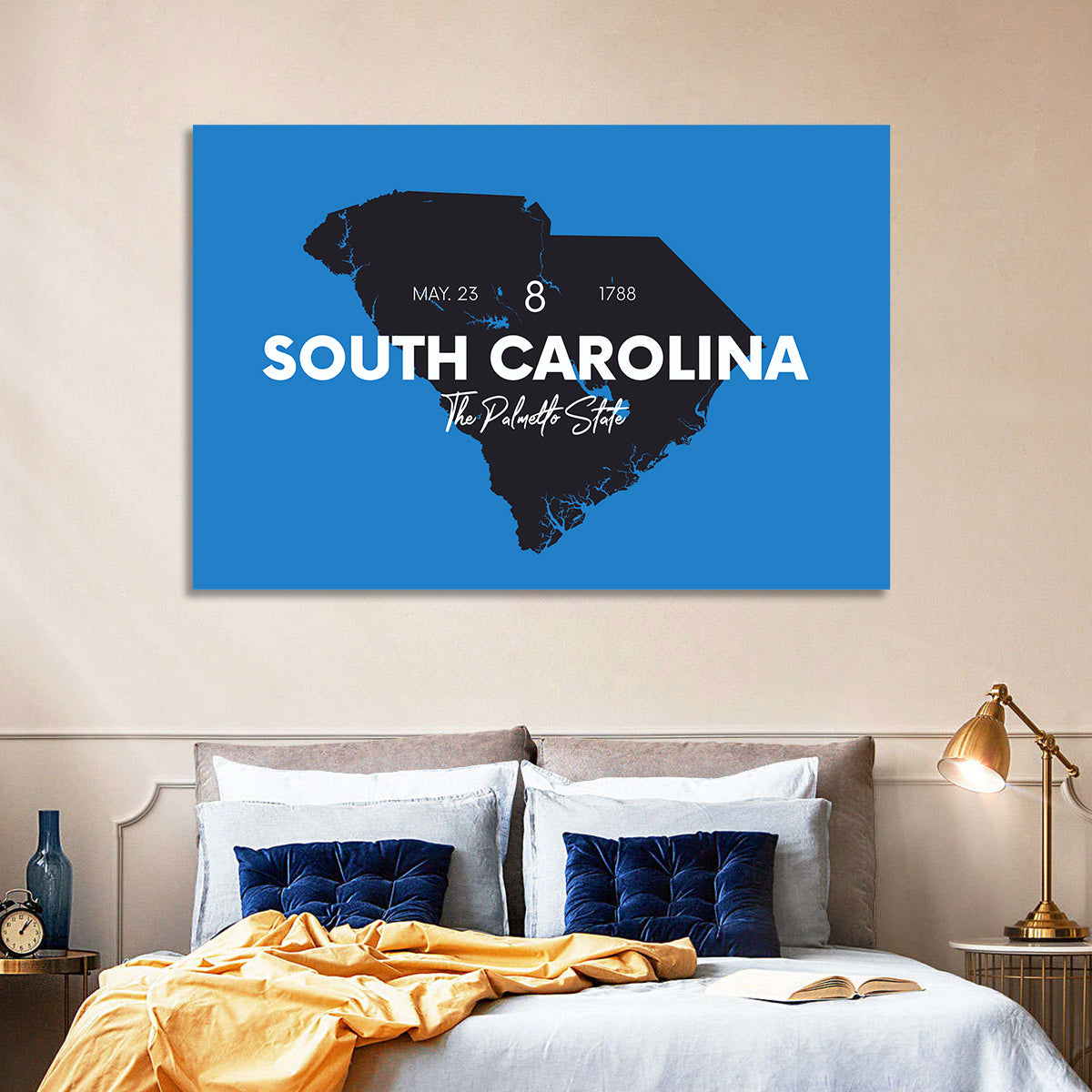 South Carolina State Map Wall Art in a room, landscape