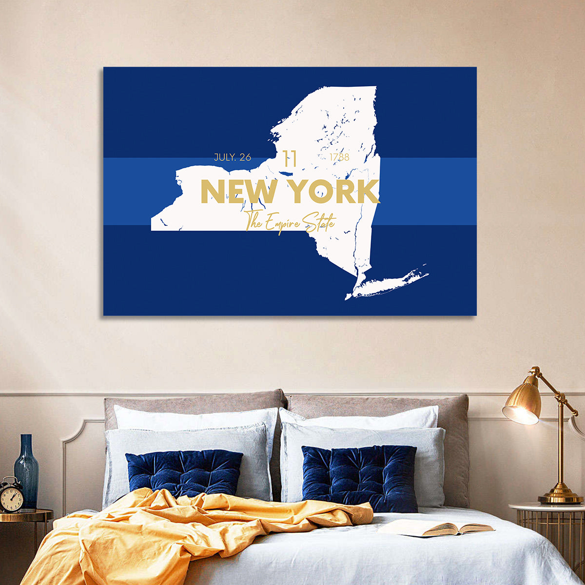 New York State Typographic Map Wall Art