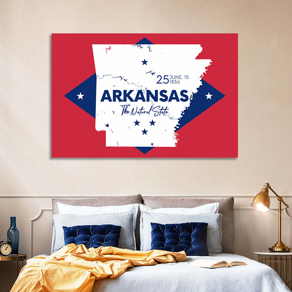 Patriotic Arkansas Map Wall Art