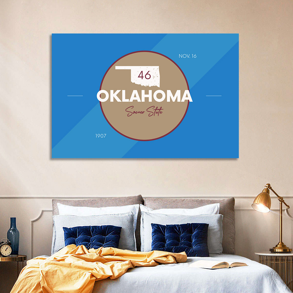 Oklahoma State Medallion Map Wall Art