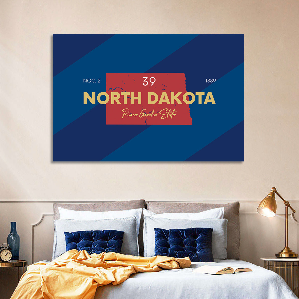 North Dakota Map Graphic Number 39 Wall Art in a room, landscape