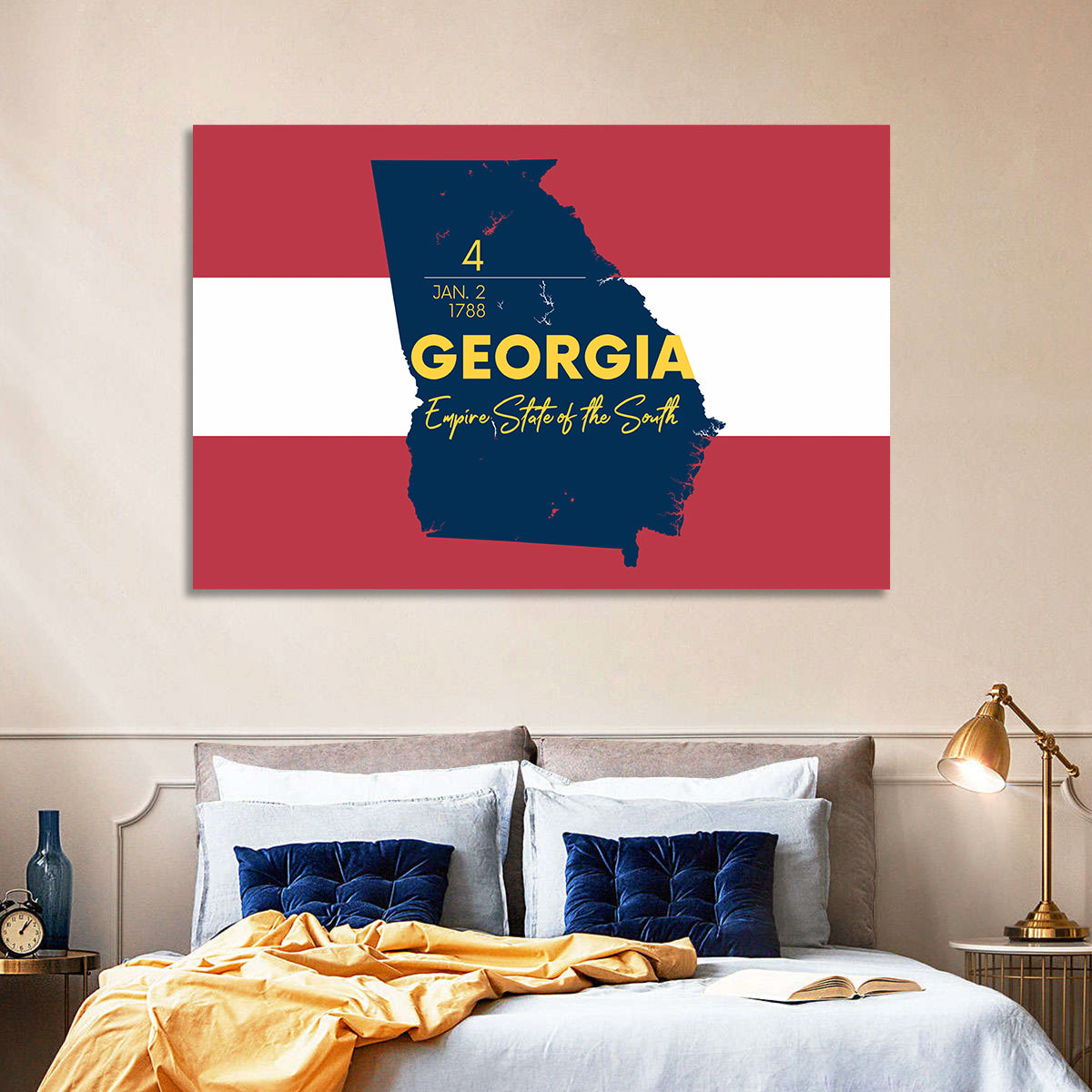 Georgia Silhouette Map Wall Art in a room, landscape