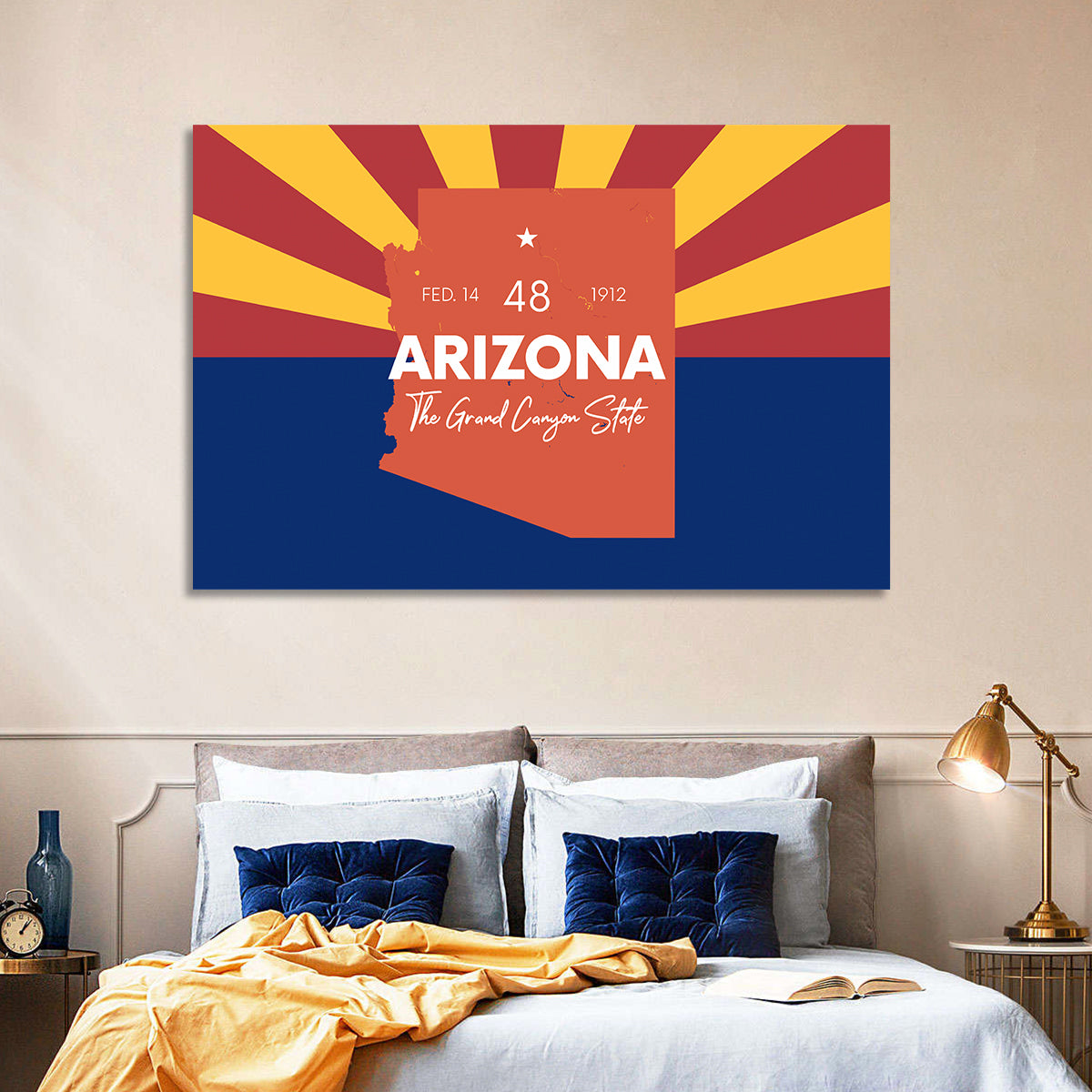 Arizona Sunburst Map Wall Art in a room, landscape