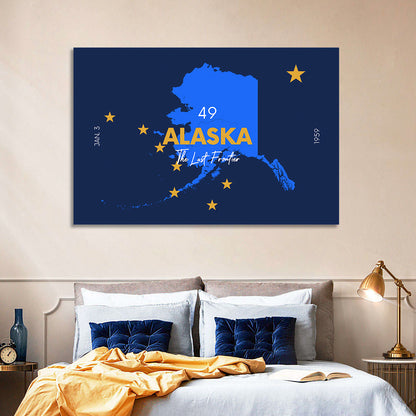 Alaska Map with Gold Stars Wall Art