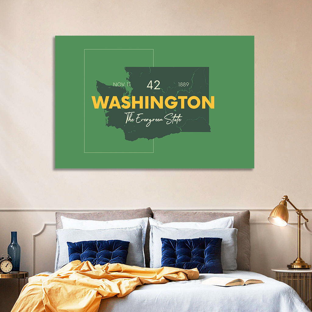Minimalist Washington State Map Wall Art