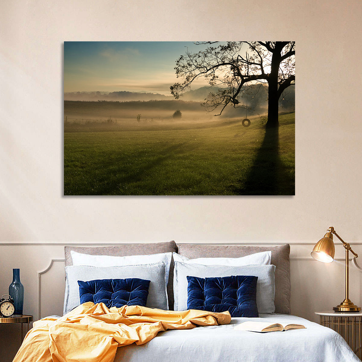 Tire Swing in Morning Mist Wall Art
