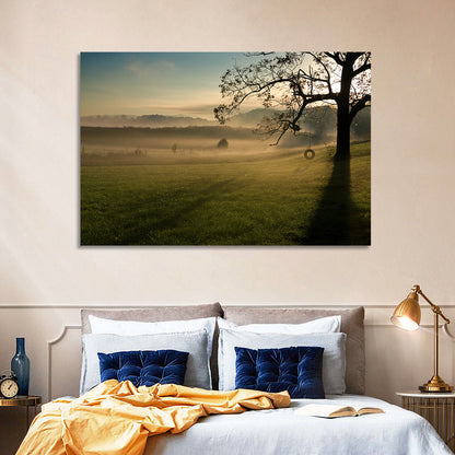 Tire Swing in Morning Mist Wall Art