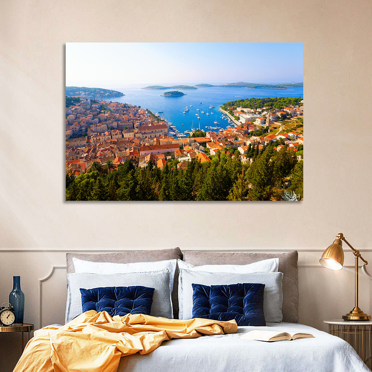 Hvar Harbor Aerial View Wall Art