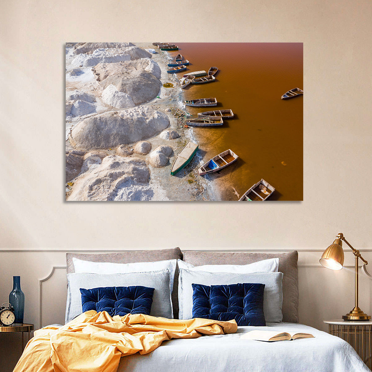 Lac Rose Boats and Salt Mounds Wall Art