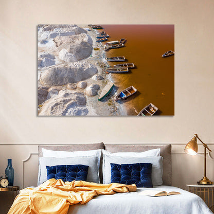 Lac Rose Boats and Salt Mounds Wall Art