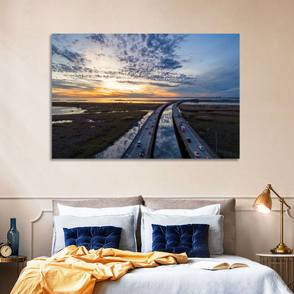 Mobile Bay Bridge at Sunset Wall Art