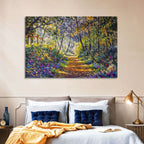 Sunlit Forest Path with Wildflowers Wall Art
