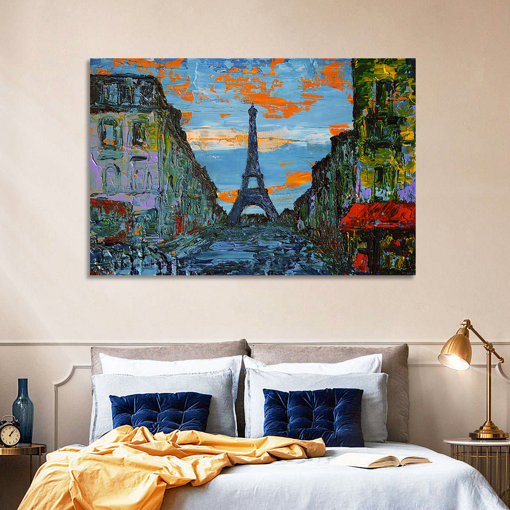 Paris Dusk Street, Eiffel Tower Wall Art