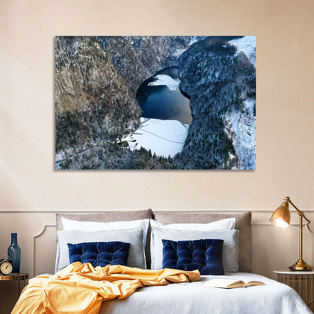 Toplitz Lake Winter Aerial Wall Art