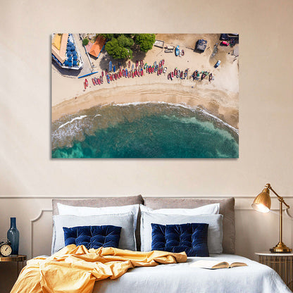 Aerial Tarrafal Beach Fishing Boats Wall Art