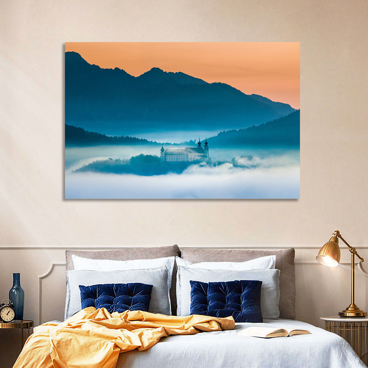 Benediktbeuern Abbey in Morning Fog Wall Art