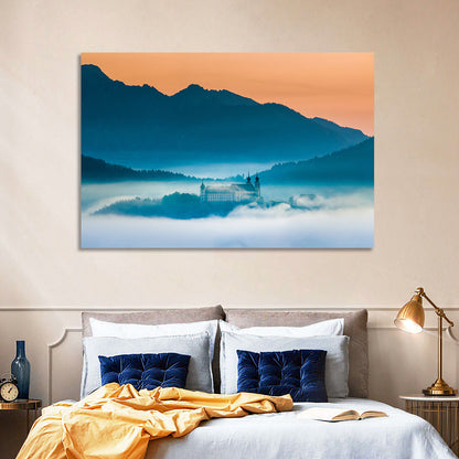 Benediktbeuern Abbey in Morning Fog Wall Art