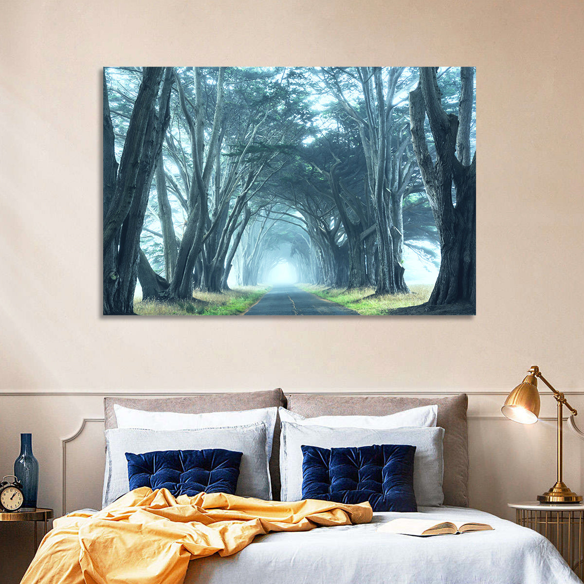 Foggy Cypress Tree Tunnel Wall Art