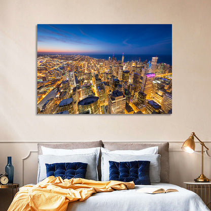 Aerial Chicago Nightscape Wall Art