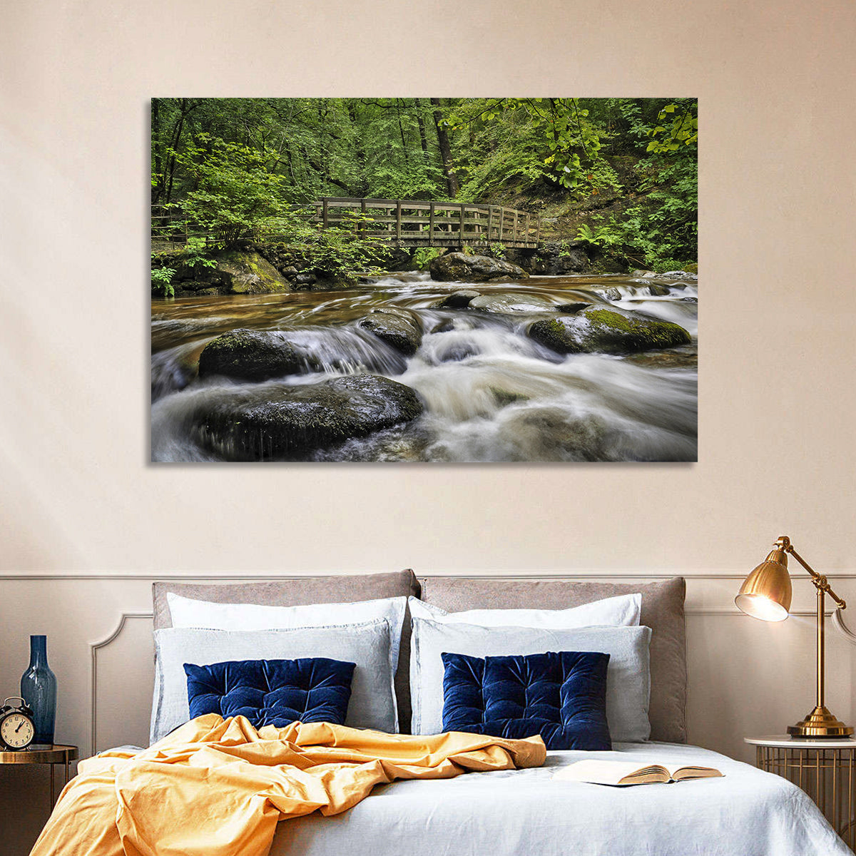 Stock Ghyll Footbridge Forest Stream Wall Art