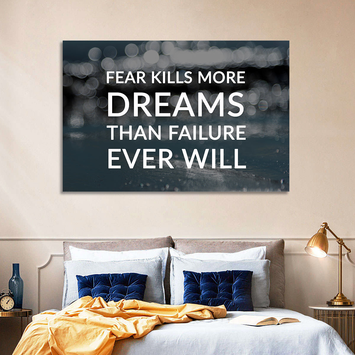 Fear Kills More Dreams Typography Wall Art in a room, landscape