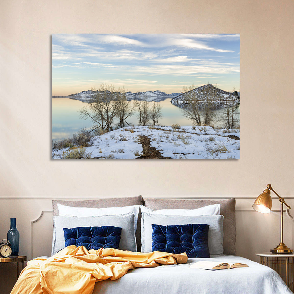 Horsetooth Reservoir Frozen Reflection Wall Art