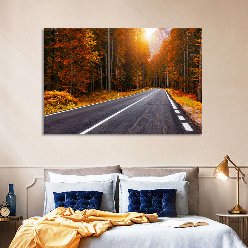 Golden Hour Forest Road Wall Art