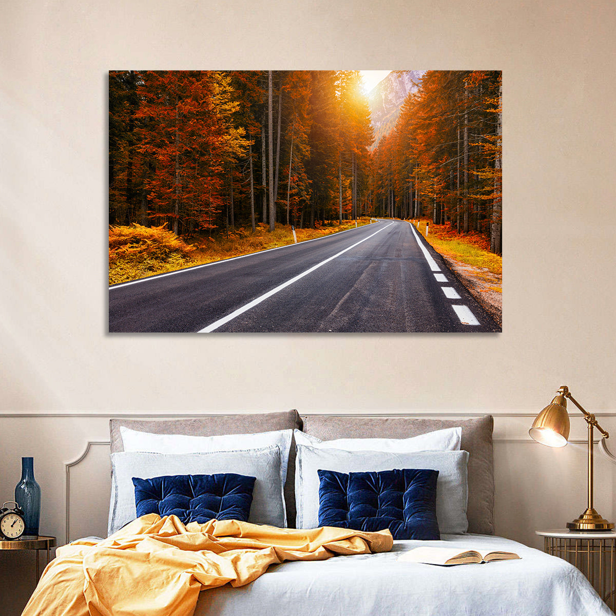 Golden Hour Forest Road Wall Art