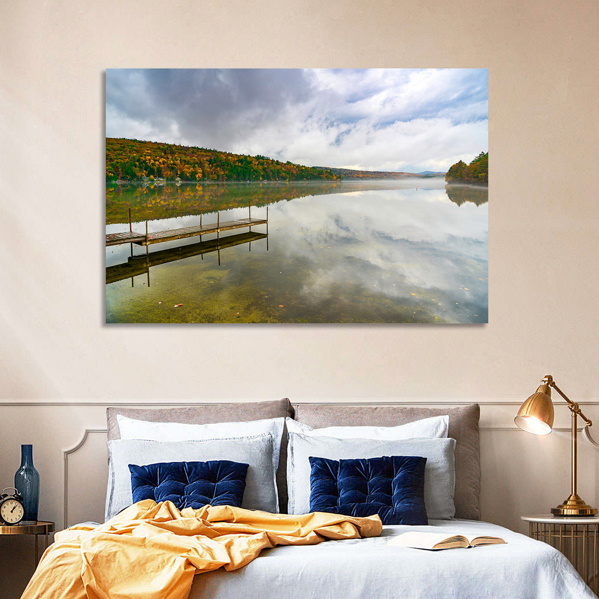 Misty Dock at Lake Squam Wall Art