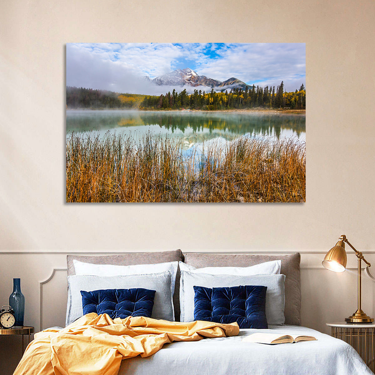 Pyramid Mountain with Golden Grasses Wall Art