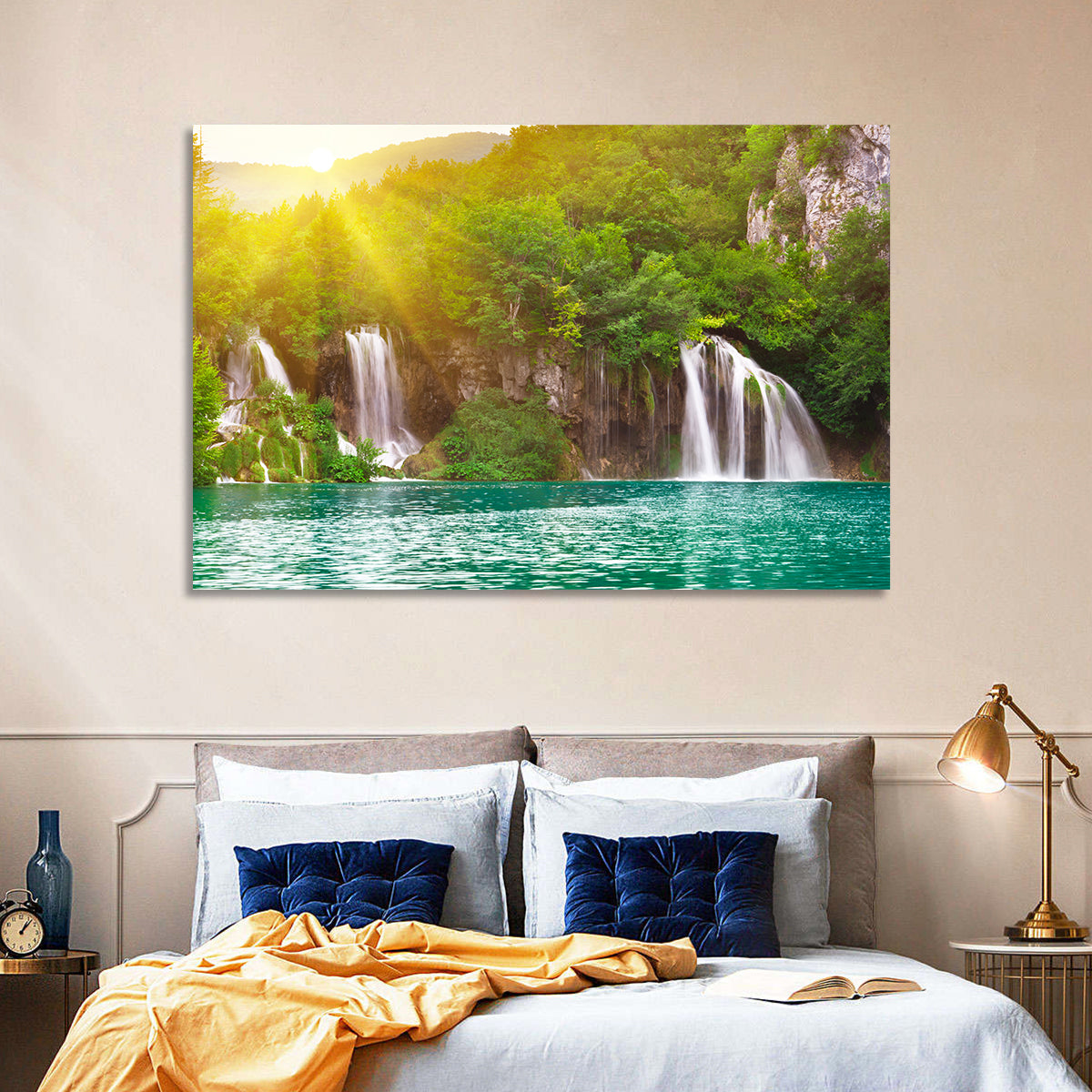 Plitvice Cascades at Sunrise Wall Art