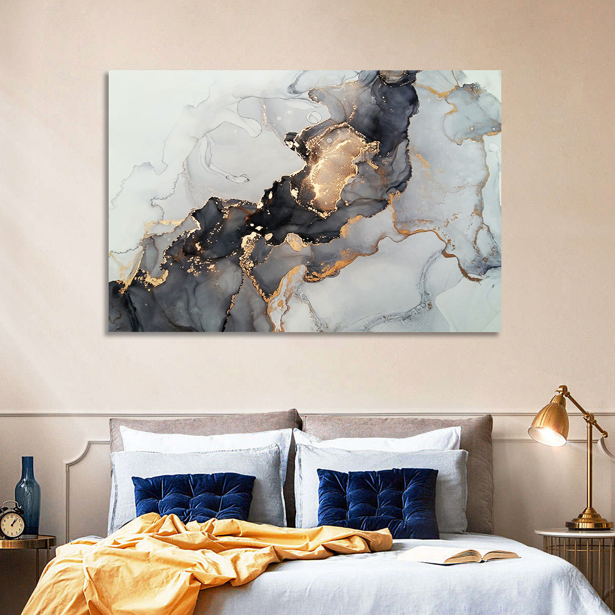 Black Fire Marble Abstract Wall Art