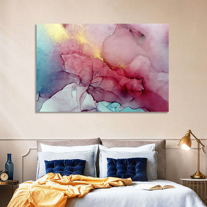 Pink and Gold Fluid Abstract Wall Art