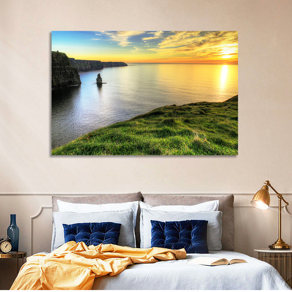 Cliffs of Moher at Sunset Wall Art in a room, landscape