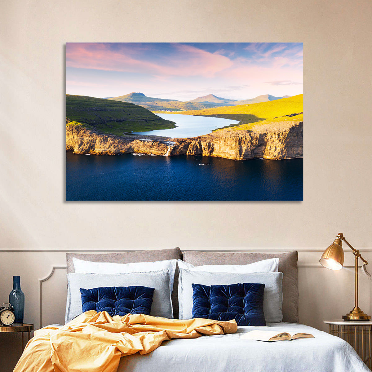 Sørvágsvatn Cliffs at Golden Hour Wall Art
