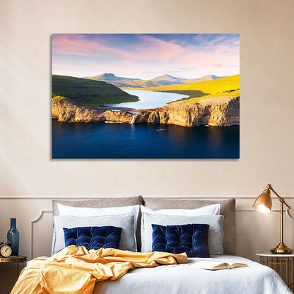 Sørvágsvatn Cliffs at Golden Hour Wall Art