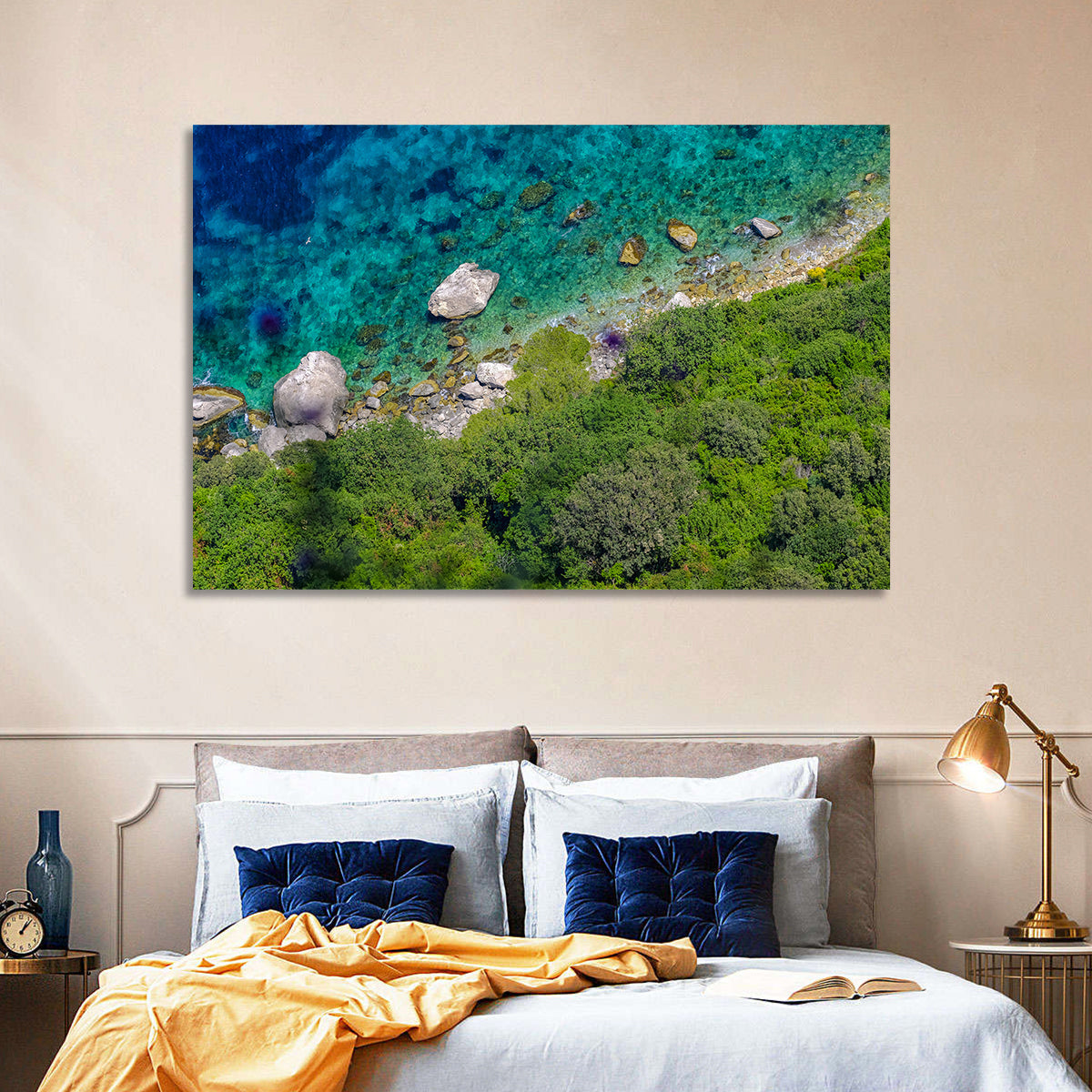 Capri Island Coast Wall Art in a room, landscape