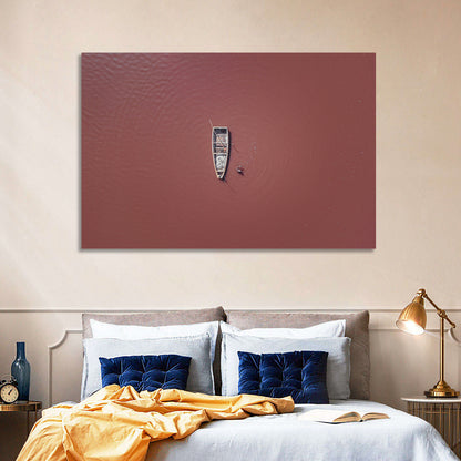 Lake Retba Aerial with Boat Wall Art
