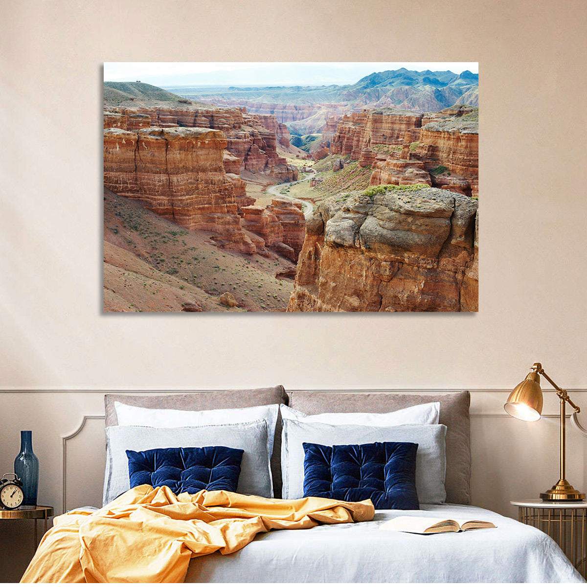 Charyn Canyon Vista Wall Art in a room, landscape